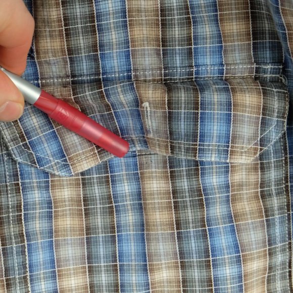 Pacific Trail Mens Button Up Shirt Small Blue Beige Check Striped Outdoor Retro - Picture 13 of 13